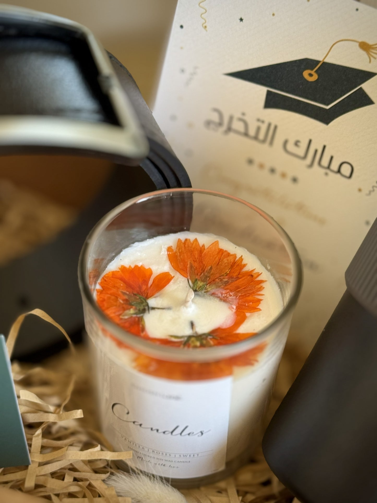 شمعة الوردة البرتقالية